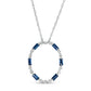 Baguette-Cut Blue Sapphire and 0.1 CT. T.W. Natural Diamond Oval Pendant in 10K White Gold