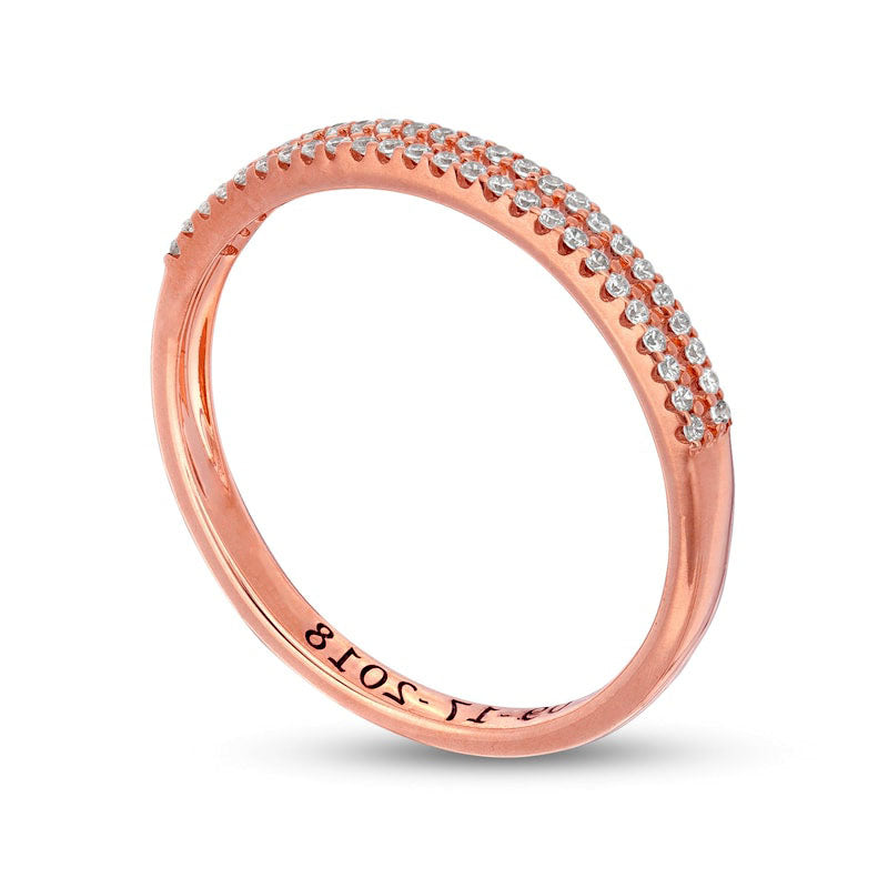 0.17 CT. T.W. Natural Diamond Engravable Double Row Anniversary Band in Solid 10K Rose Gold (1 Line)
