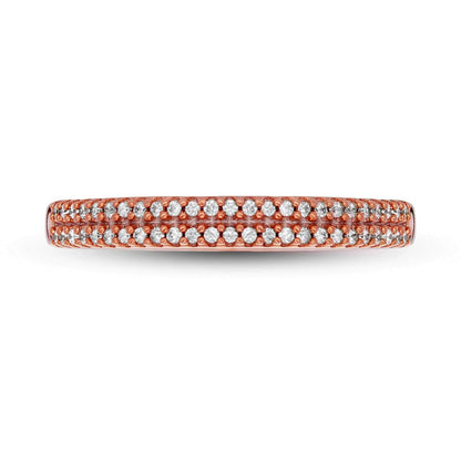 0.17 CT. T.W. Natural Diamond Engravable Double Row Anniversary Band in Solid 10K Rose Gold (1 Line)
