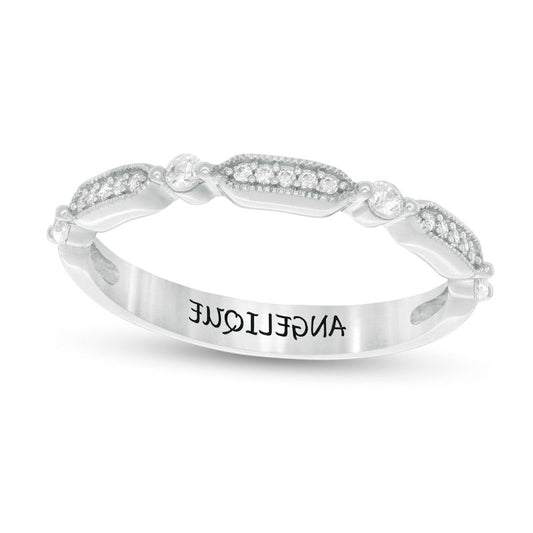 0.20 CT. T.W. Natural Diamond Engravable Art Deco Antique Vintage-Style Anniversary Band in Solid 10K White Gold (1 Line)