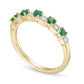 Alternating Emerald and 0.07 CT. T.W. Natural Diamond Five Stone Band in Solid 10K Yellow Gold