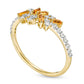 Baguette-Cut Citrine and 0.20 CT. T.W. Natural Diamond Zig-Zag Cluster Ring in Solid 10K Yellow Gold