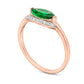 Sideways Marquise Lab-Created Emerald and White Sapphire Curved Halo Ring in Sterling Silver with Solid 14K Rose Gold Plate