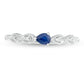 Sideways Pear-Shaped Blue Sapphire and Natural Diamond Accent Teardrop Frame Five Stone Stackable Ring in Solid 14K White Gold