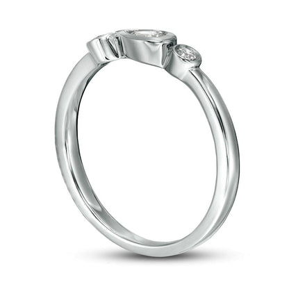 0.20 CT. T.W. Pear-Shaped and Round Natural Diamond Bezel-Set Ring in Solid 10K White Gold
