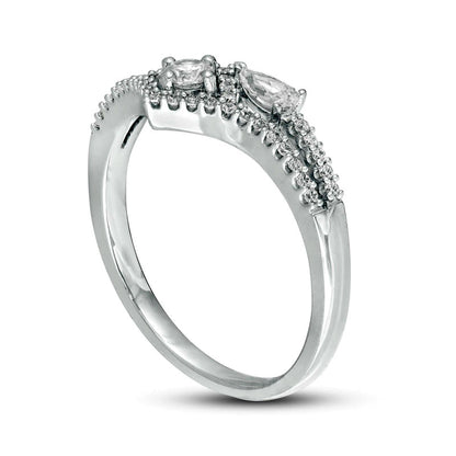 0.33 CT. T.W. Natural Diamond Split Shank Chevron Wrap Ring in Solid 10K White Gold