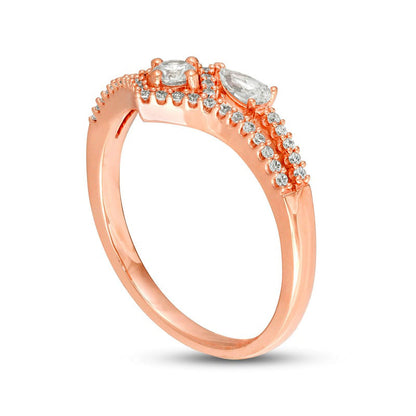 0.33 CT. T.W. Natural Diamond Split Shank Chevron Wrap Ring in Solid 10K Rose Gold