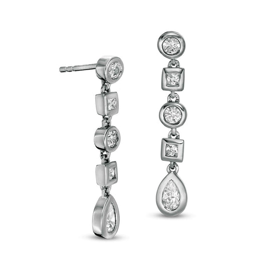 0.5 CT. T.W. Multi-Shaped Diamond Art Deco Linear Drop Earrings in 10K White Gold