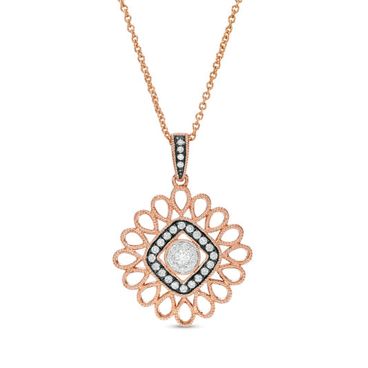 0.25 CT. T.W. Natural Diamond Art Deco Antique Vintage-Style Pendant in 10K Rose Gold