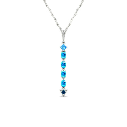 Multi-Shaped Blue Topaz and Natural Diamond Accent Abstract Arrow Pendant in 10K White Gold