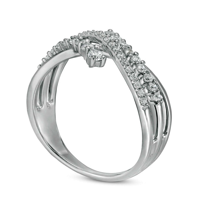 0.38 CT. T.W. Natural Diamond Wave Crossover Ring in Solid 10K White Gold