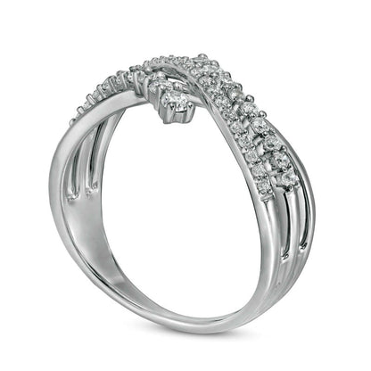 0.38 CT. T.W. Natural Diamond Wave Crossover Ring in Solid 10K White Gold