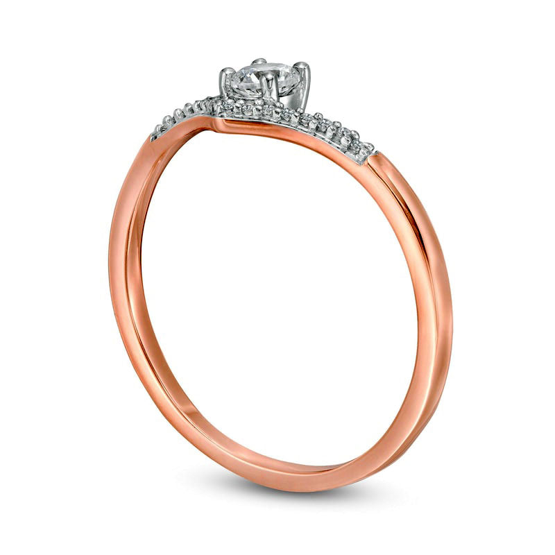 0.20 CT. T.W. Natural Diamond Chevron Promise Ring in Solid 10K Rose Gold