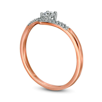 0.20 CT. T.W. Natural Diamond Chevron Promise Ring in Solid 10K Rose Gold