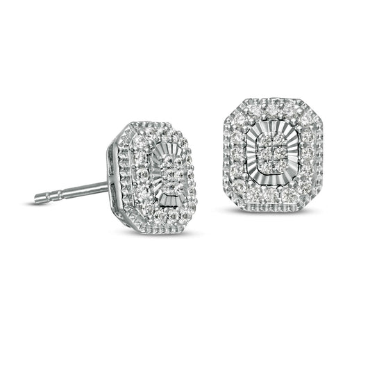 0.33 CT. T.W. Diamond Octagonal Frame Stud Earrings in 14K White Gold