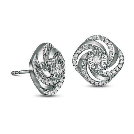 0.38 CT. T.W. Diamond Swirl Stud Earrings in 14K White Gold