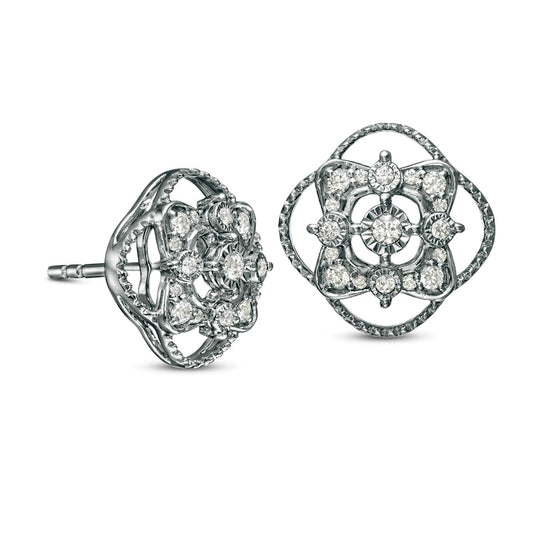 0.25 CT. T.W. Diamond Clover Frame Stud Earrings in 14K White Gold