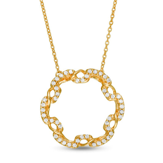 0.25 CT. T.W. Natural Diamond Open Circle Twist Pendant in 10K Yellow Gold