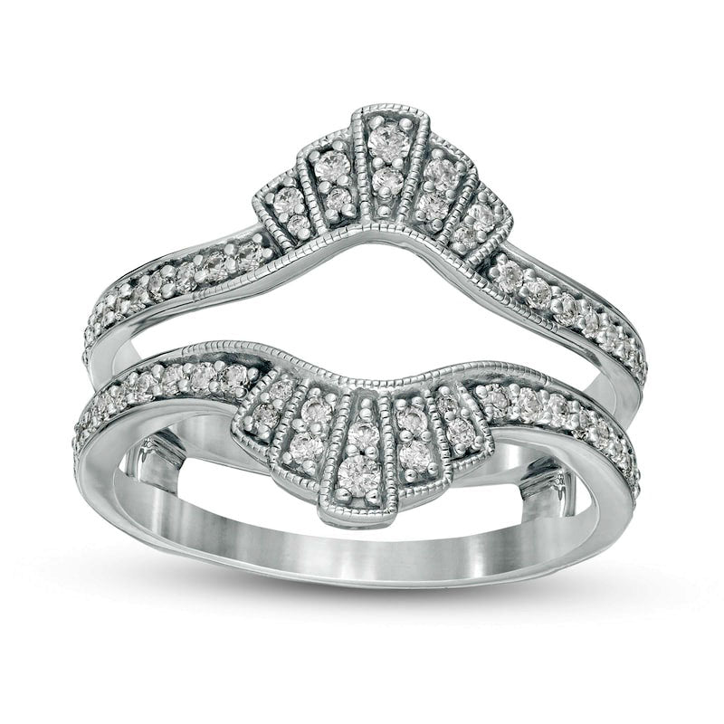 0.38 CT. T.W. Natural Clarity Enhanced Diamond Antique Vintage-Style Crown Solitaire Enhancer in Solid 14K White Gold