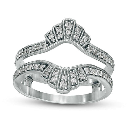 0.38 CT. T.W. Natural Clarity Enhanced Diamond Antique Vintage-Style Crown Solitaire Enhancer in Solid 14K White Gold