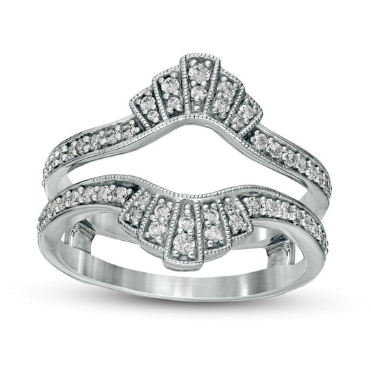 0.38 CT. T.W. Natural Clarity Enhanced Diamond Antique Vintage-Style Crown Solitaire Enhancer in Solid 14K White Gold