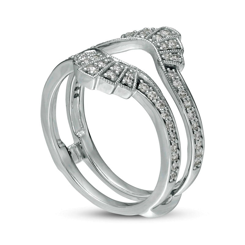 0.38 CT. T.W. Natural Clarity Enhanced Diamond Antique Vintage-Style Crown Solitaire Enhancer in Solid 14K White Gold