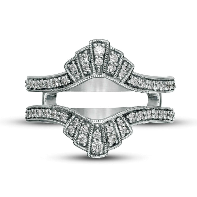 0.38 CT. T.W. Natural Clarity Enhanced Diamond Antique Vintage-Style Crown Solitaire Enhancer in Solid 14K White Gold