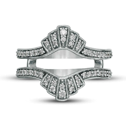 0.38 CT. T.W. Natural Clarity Enhanced Diamond Antique Vintage-Style Crown Solitaire Enhancer in Solid 14K White Gold