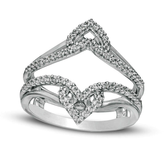 0.38 CT. T.W. Natural Clarity Enhanced Diamond Chevron Split Shank Solitaire Enhancer in Solid 14K White Gold