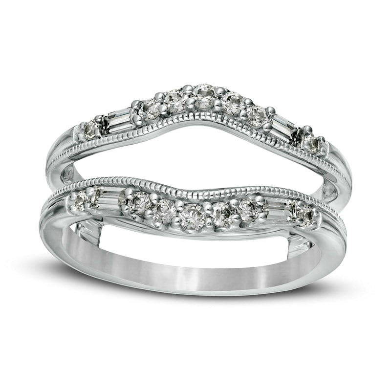 0.38 CT. T.W. Natural Clarity Enhanced Diamond Antique Vintage-Style Contour Solitaire Enhancer in Solid 14K White Gold