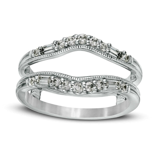 0.38 CT. T.W. Natural Clarity Enhanced Diamond Antique Vintage-Style Contour Solitaire Enhancer in Solid 14K White Gold