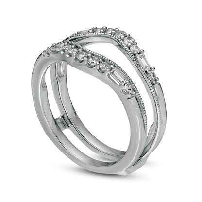 0.38 CT. T.W. Natural Clarity Enhanced Diamond Antique Vintage-Style Contour Solitaire Enhancer in Solid 14K White Gold