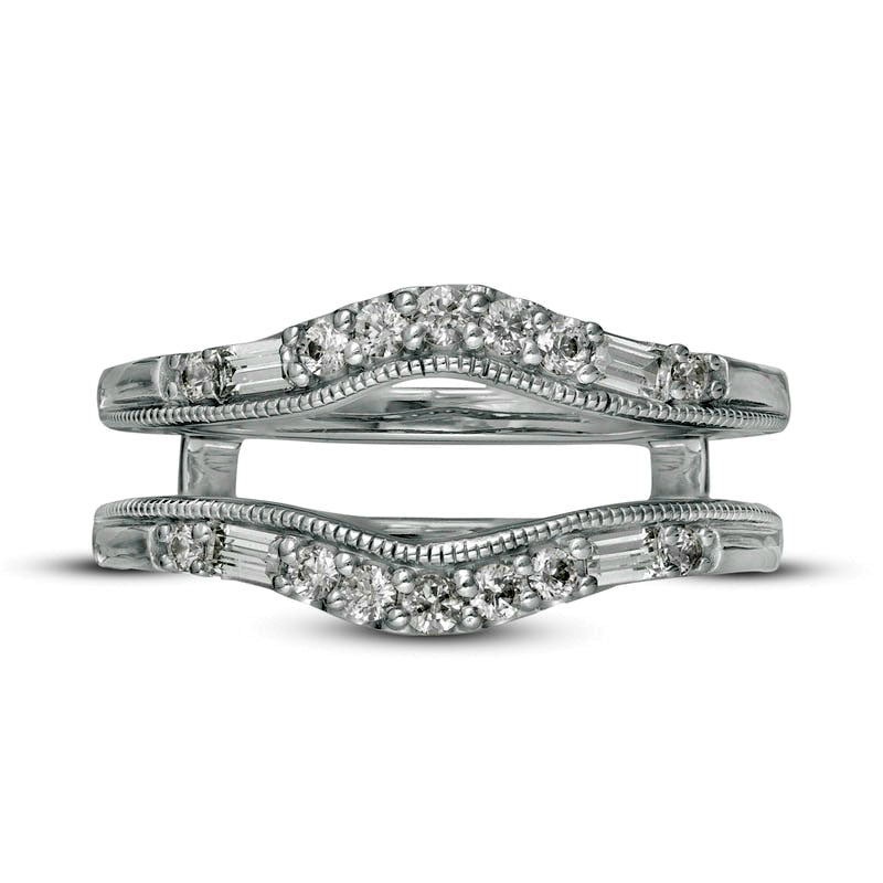 0.38 CT. T.W. Natural Clarity Enhanced Diamond Antique Vintage-Style Contour Solitaire Enhancer in Solid 14K White Gold