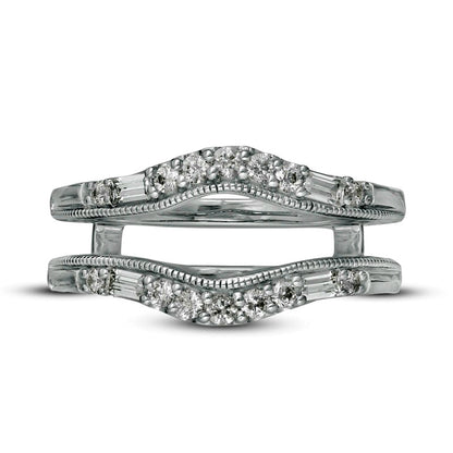 0.38 CT. T.W. Natural Clarity Enhanced Diamond Antique Vintage-Style Contour Solitaire Enhancer in Solid 14K White Gold