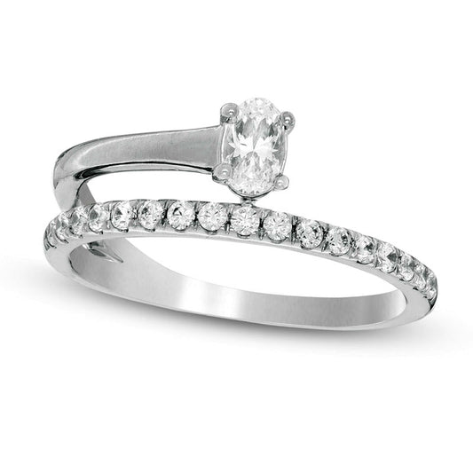 0.50 CT. T.W. Oval Natural Diamond Wrap Ring in Solid 10K White Gold