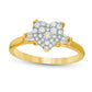 0.50 CT. T.W. Composite Heart-Shaped Natural Diamond with Baguette Sides Engagement Ring in Solid 14K Gold