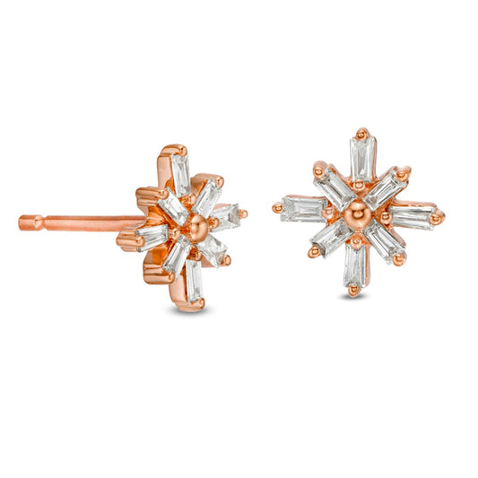 0.25 CT. T.W. Baguette Diamond Starburst Stud Earrings in 10K Rose Gold