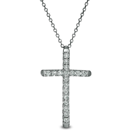 0.25 CT. T.W. Certified Natural Diamond Cross Pendant in 14K White Gold (H/I1)