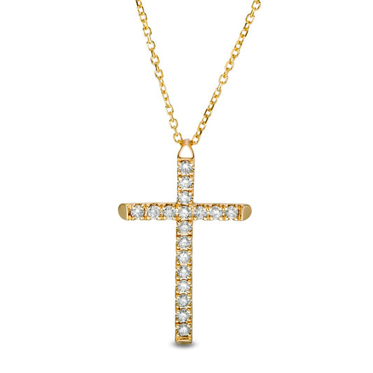 0.25 CT. T.W. Certified Natural Diamond Cross Pendant in 14K Gold (H/I1)