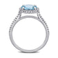 8.0mm Aquamarine and 0.25 CT. T.W. Natural Diamond Frame Engagement Ring in Solid 14K White Gold