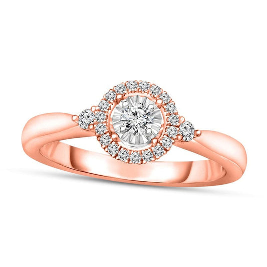 0.20 CT. T.W. Natural Diamond Frame Engagement Ring in Solid 10K Rose Gold