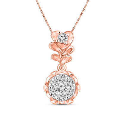 0.2 CT. T.W. Composite Natural Diamond Flower Drop Pendant in 10K Rose Gold