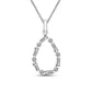 0.25 CT. T.W. Baguette and Round Natural Diamond Teardrop Pendant in 10K White Gold