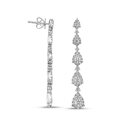 2.2 CT. T.W. Diamond Teardrop Frame Graduated Linear Drop Earrings in 14K White Gold