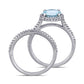 8.0mm Aquamarine and 0.33 CT. T.W. Natural Diamond Frame Bridal Engagement Ring Set in Solid 14K White Gold
