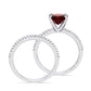 8.0mm Cushion-Cut Garnet and 0.25 CT. T.W. Natural Diamond Bridal Engagement Ring Set in Solid 14K White Gold