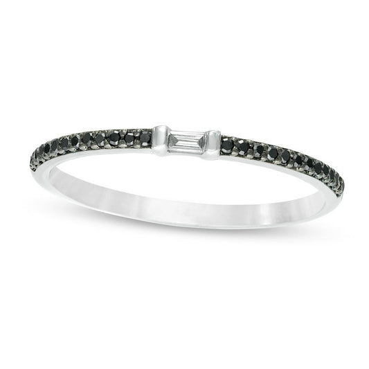0.10 CT. T.W. Enhanced Black and White Natural Diamond Anniversary Band in Solid 10K White Gold
