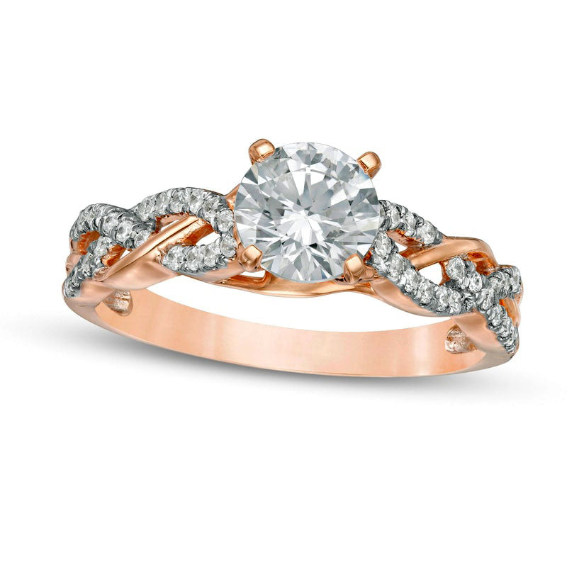 1.25 CT. T.W. Natural Diamond Twist Shank Engagement Ring in Solid 14K Rose Gold