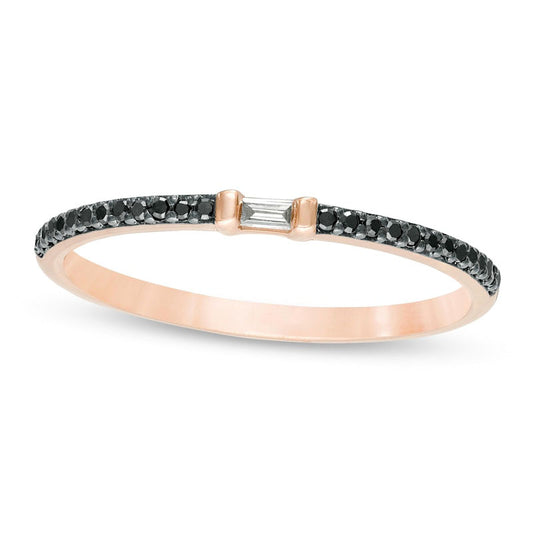0.10 CT. T.W. Enhanced Black and White Natural Diamond Anniversary Band in Solid 10K Rose Gold