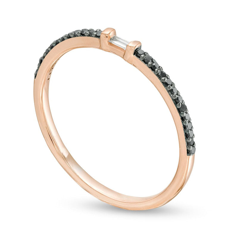 0.10 CT. T.W. Enhanced Black and White Natural Diamond Anniversary Band in Solid 10K Rose Gold